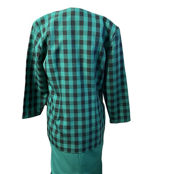 Vintage 80s Dress Jacket Set Cary Robbins Sheath  Approximately SIZE 10 Green - Picture 7 of 11